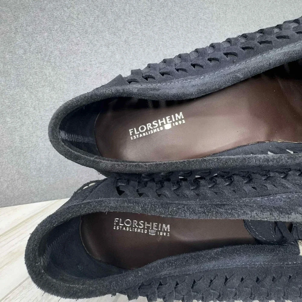 Vintage Florsheim Suede Huarache Loafers Navy Men's Size 10.5 3E Preppy Academia
